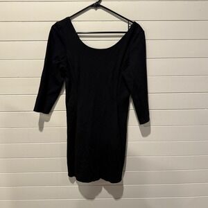 Express Black Scoop Neck Long Sleeve Bodycon Sheath Dress Size 6 Little Black Dr